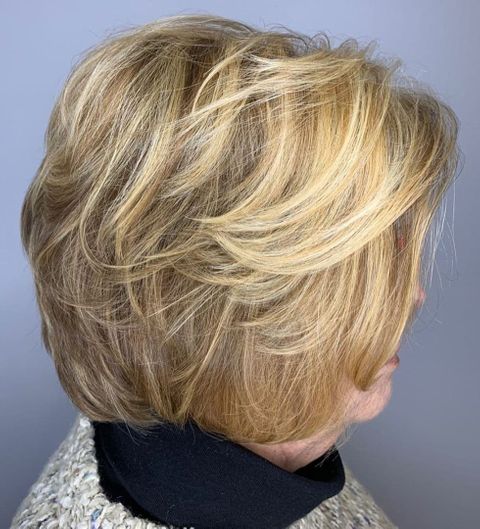 Layered feathered bob hairstyle