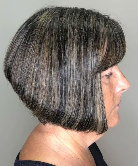 Stacked bob haircut for women with oval face
