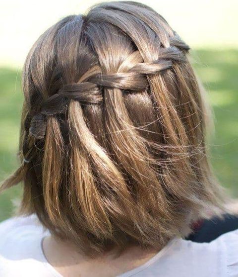 Short hair with waterfall braids for women in 2021-2022