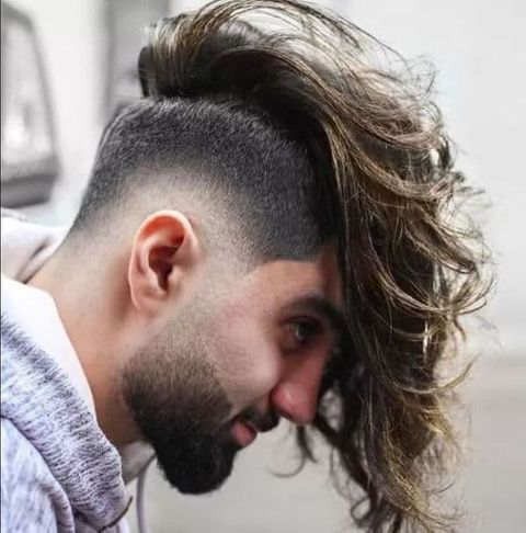 Curly long hair with undercut in 2021-2022