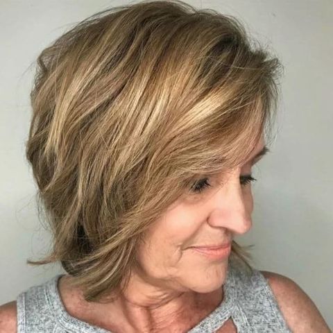 Angled bob haircut for women over 70