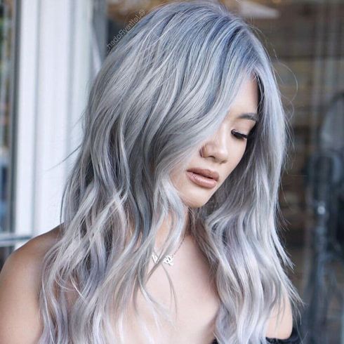 Long hairstyles with ash gray hair