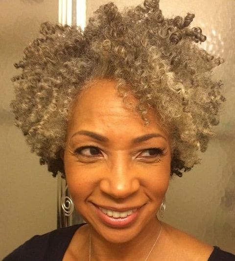 Curly Natural short haircut for black women over 50