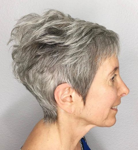 Grey hair color short haircut over 50
