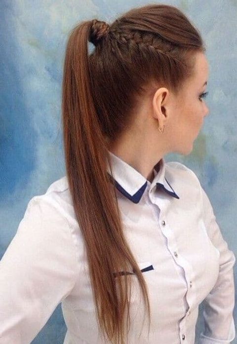 Side braids high ponytail long hairstyles