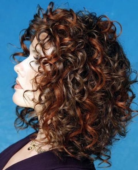 Brown balayage curly mid-length hair 2021-2022