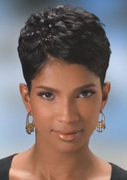 Layered natural short pixie haircut for black women