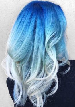 Blue ombre hair colors for long wavy hair