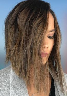 Angled long bob haircuts for women with long face