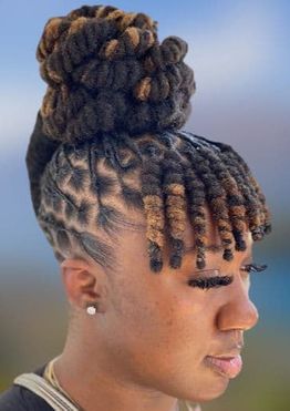 Dreadlock high bun hairstyles for black women