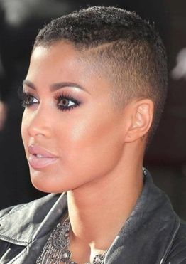 Very short pixie hair cut for black women with round face