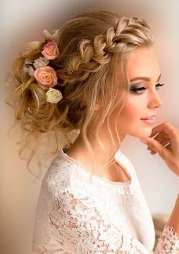 Wedding hairstyles for long hair with flowers