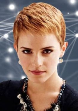 Red hair color short layered pixie haircut for women with long face