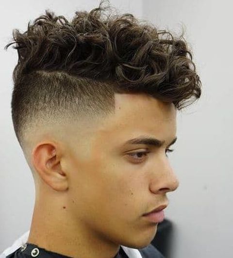 Mid-fade curly short hair